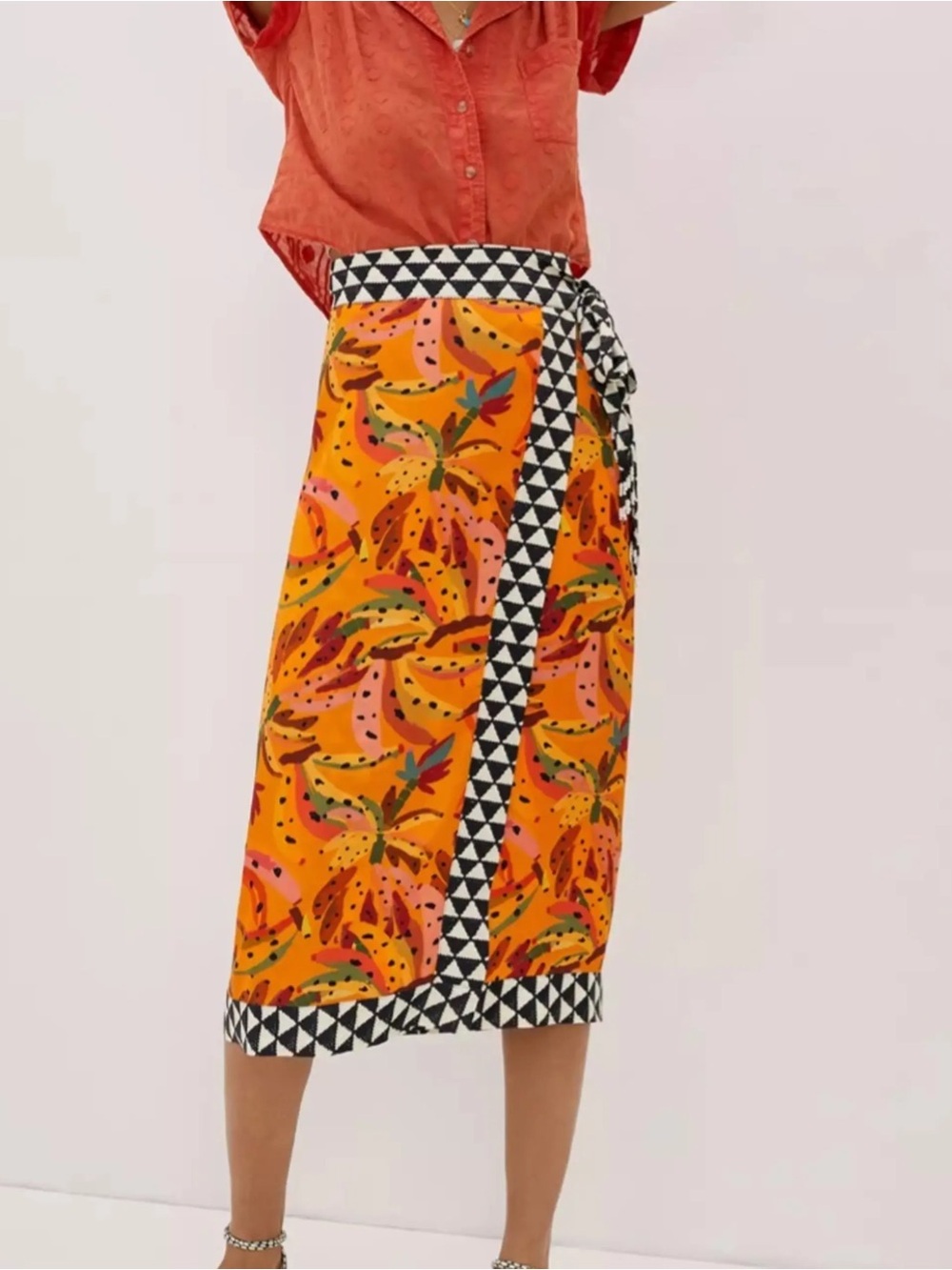 FARM Contrast Wrap Midi Skirt